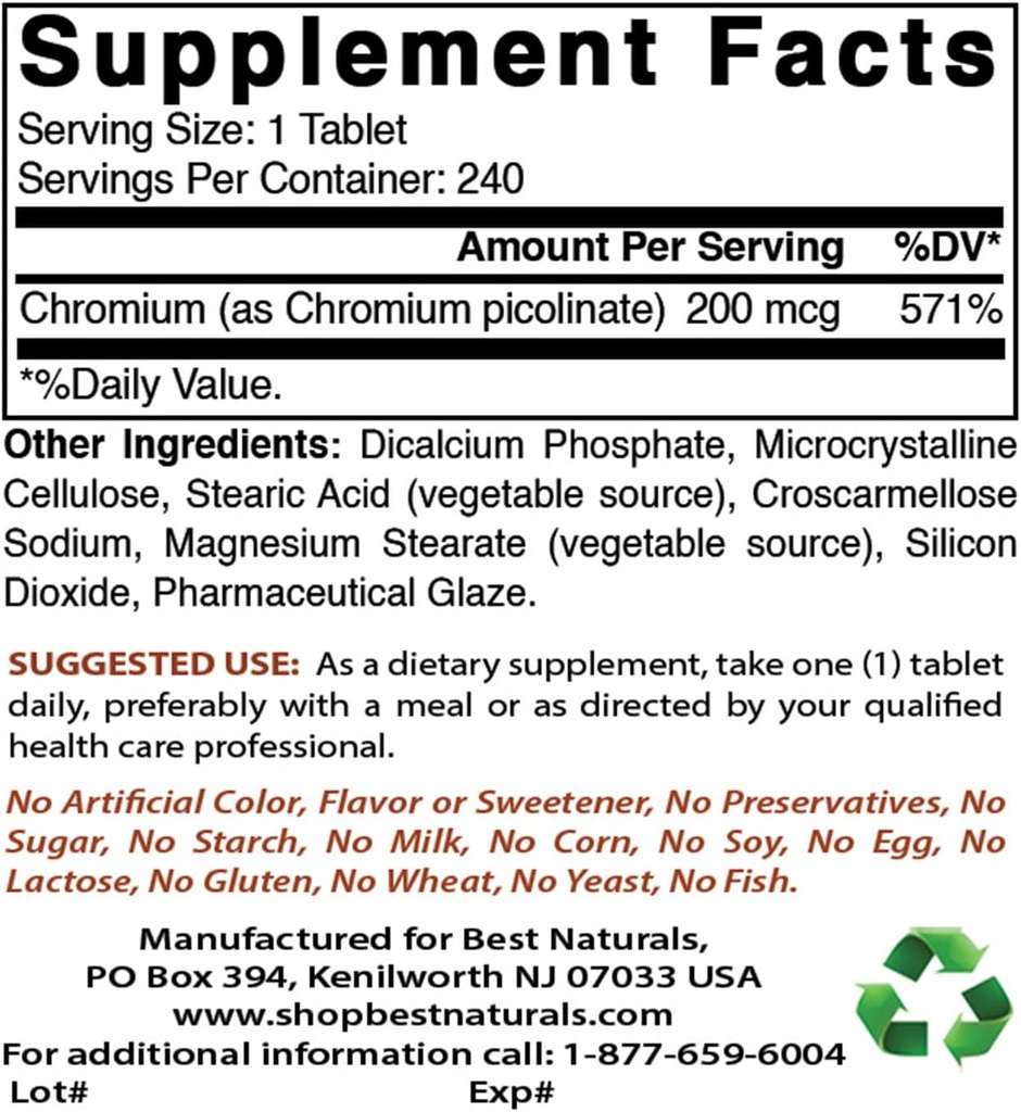 Chromium Picolinate 200 mcg & Vitamin K2 (MK7) dengan D3