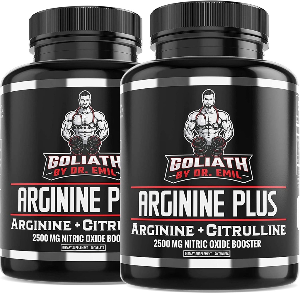Dr. Emil 's ARGININE Plus - L Arginine + L Citrulline - 2500 MG High Dose NO Booster Tablet - Nitric Oxide Suplemen untuk Vaskulinity and Heart Health (Arginine AAKG dan Citrulline Malate 2: 1)