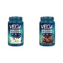 Vega Protein & Hijau Bundle, Chocolate + Vanilla (25 Serbuk Protein berbasis, Keto- Friendly, Gluten Free, Non Dairy, Vegan, Non Soy, Non GMO, Laktosa Free