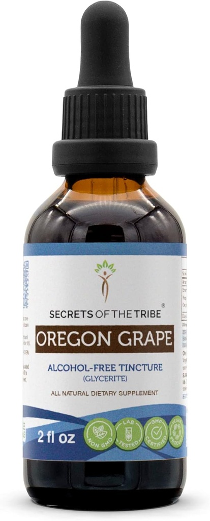 Rahasia Suku Oregon Grape Alcohol-Free Liquid Extract, bertanggung jawab farmed Oregon Grape (Mahonia akuifolium) Supplemen Root Ticture (2 FL OZ)