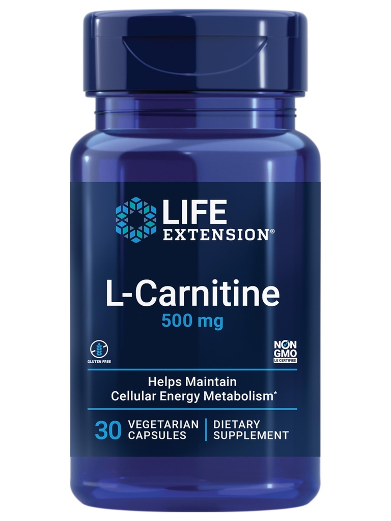 Ekstensi Hidup L- Carnitine - 500 mg, Suplemen Energi, Penambahan Ingatan - Formulir Amino Acid, Nitric Oxide Dukungan, Tekanan Darah Sehat - Bebas, Non-GMO, Vegetarian - 30 Kapsul