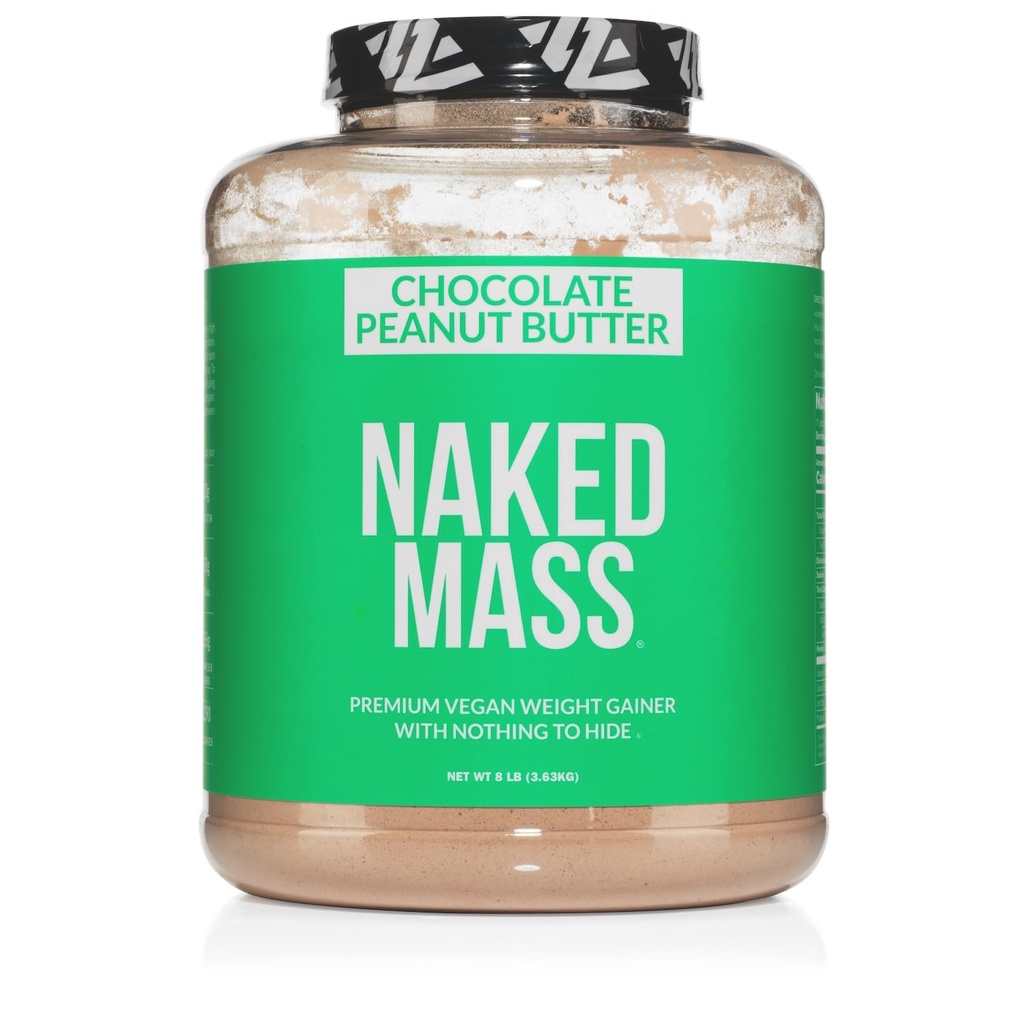 Vegan Nasked Mass - Chocolate Peanut Butter - 1.290 kalories, Nothing Artificial, All Natural Chocolate PB Wight Protein Poader, Non-GMO, Soy & Gluten Free - 8LB Bulk - 11 Servings