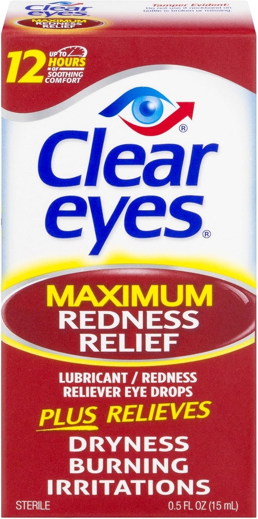 Clear Eyes Maximum Redness Eye Drops 0.50 oz (Paket 3)