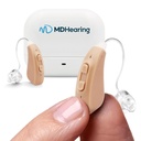 MDHearingAid AIR Hearing Aid (Pair), OTC Rechargable, Kristal- Clear Digital Sound oleh MDHearing, Sempurna untuk Kacamata, Hampir Tak Terlihat