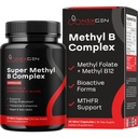 Methylated B Complex Vitamin Suplement - Bioactive Metil B Complex dengan 5- MTHF Methyl Folate & B12 Methylcobalamin untuk Energi Hati Otak & Homocysteine - Super Vitamin B Complex (30 count)