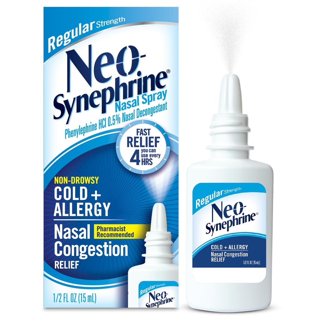 Neosynefrin Nasal Spray for Cold & Sinus Relief, Regular Strength, 0.5 Fl Oz