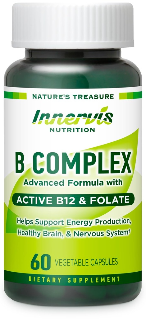 Kompleks BIOactive B dengan B12 Aktif & Folate - Mendukung Energi, Otak & Nerve Kesehatan, 60 Vegan Kapsul