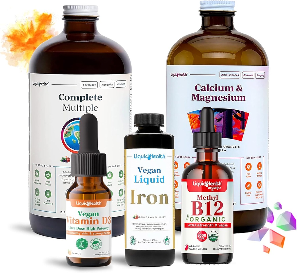Liquid Limid Bundle LIQUIDHEALTH Ultimate Bariatric - Daily Bariatric Multivitamin with Iron, Calcium, Magnesium, Vegan D3 & Organic B12 - Operasi Bariatric Harus Haves, USA Made