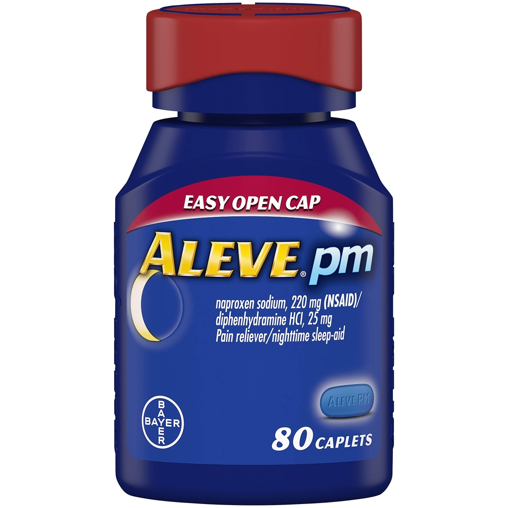 Caplet Aleve PM, Bantuan Tidur Akting Cepat dan Relief Pain untuk Kepala Sakit, Otot Aches, Non- Habit Membentuk 220 mg Naproxen Sodium dan 25 mphenhydramine HCl Capsules, 80 menghitung