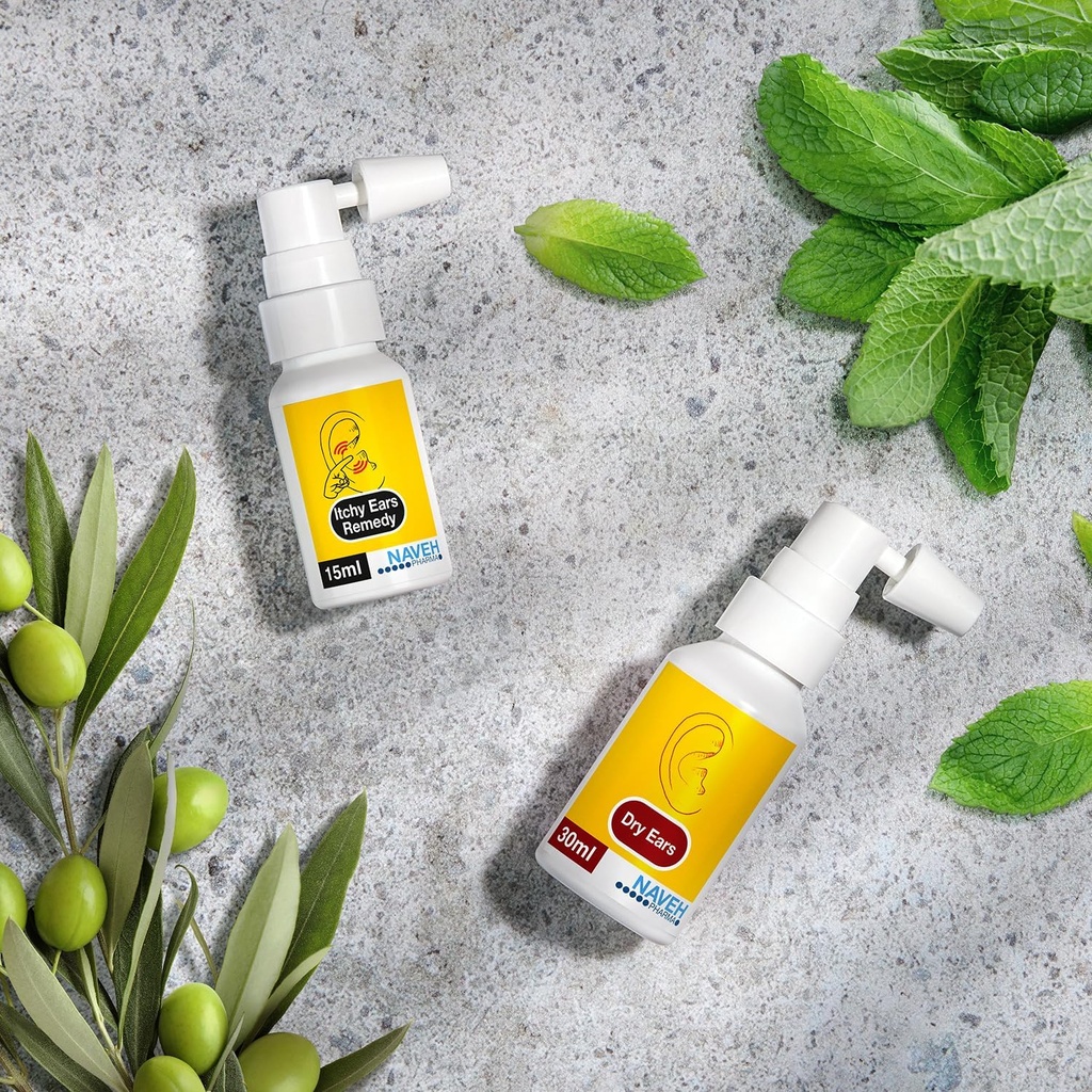 NAVEH PHARMA Itchy Ears Remedy Ear and Itch Relief (0.5 fl oz) + NAVEH PHARMA Dry Ears Cleaning dan Itch Relief (0.5 lf Oz) + NAVEH PHARMA Dry Ears - Swimer Ear Drops Ear Spray 1z)