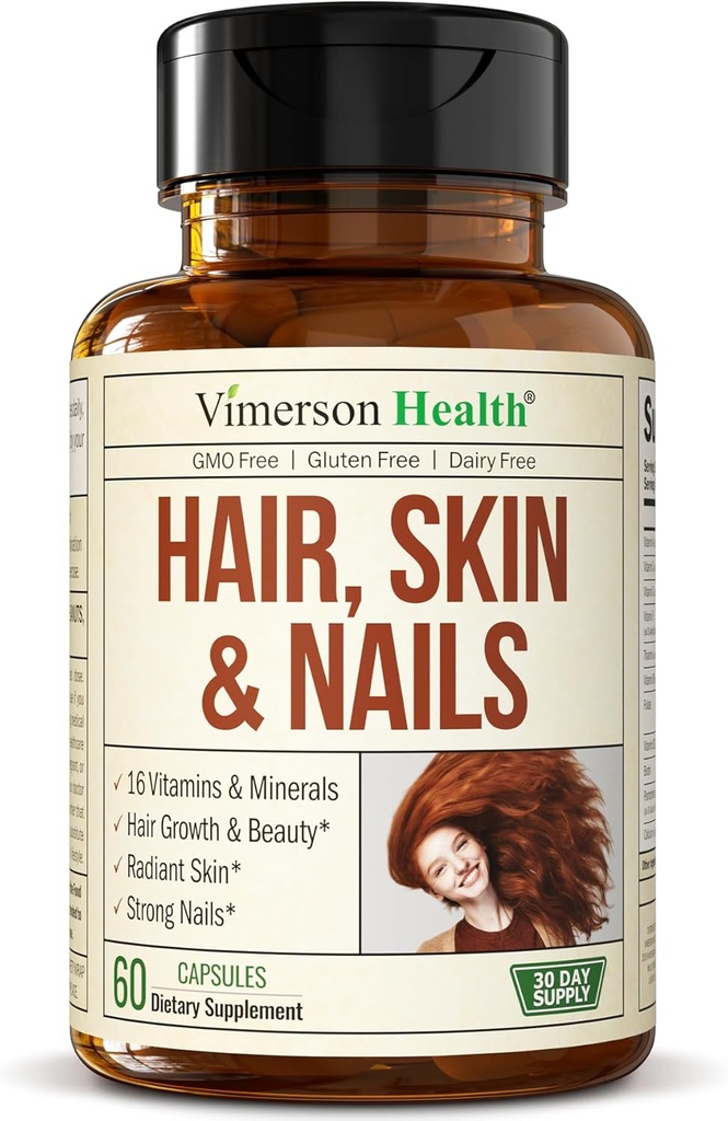 Rambut Biotin, Skin & Nails Vitamin untuk Perempuan & Pria. Suplemen untuk Rambut Kuat, Radiant Skin & Nail Growth. Biotin & Penambahan Terlarang bagi Perempuan. 60 Capsules