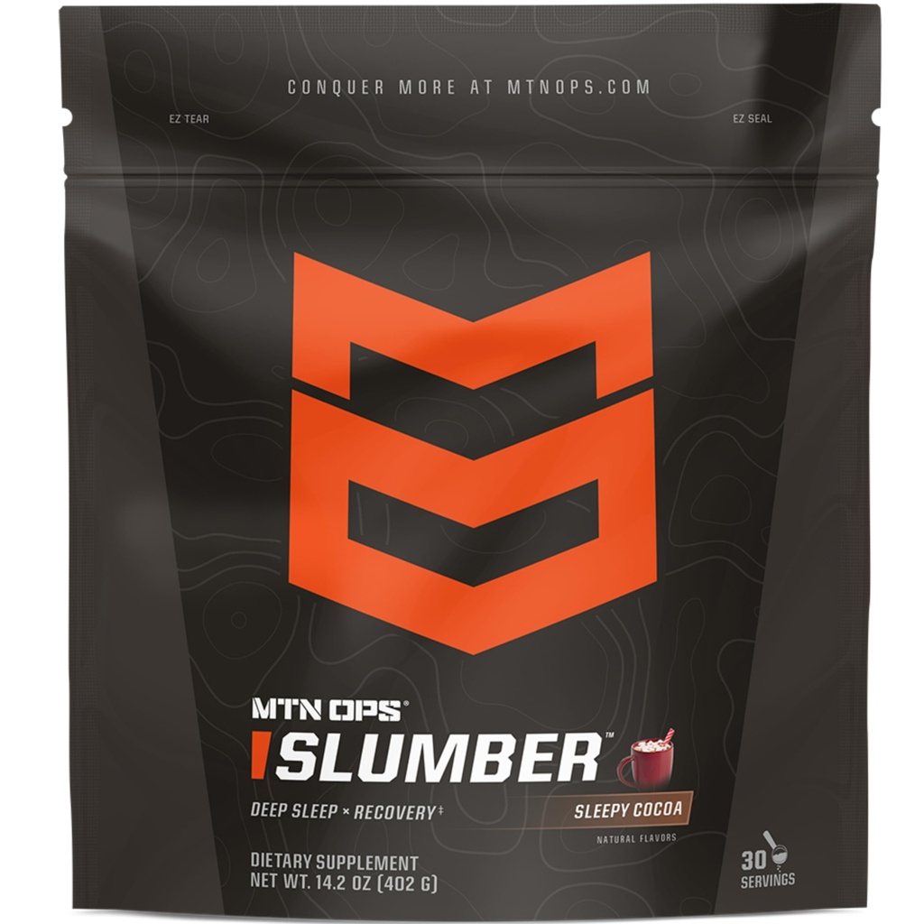 MTN OPS Slumber Slumber Aid for Muscle Recovery & Deep Sleep, Sleepy Cocoa Sleep Dupder Drum Mix, 30 Servis