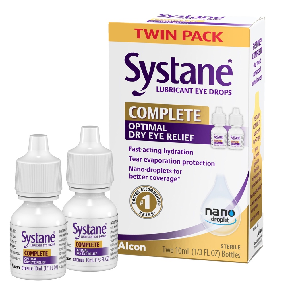 Systane Complete Lubricant Eye Drops, 0.34 Fl Oz, Twin Pack (Paket 2)