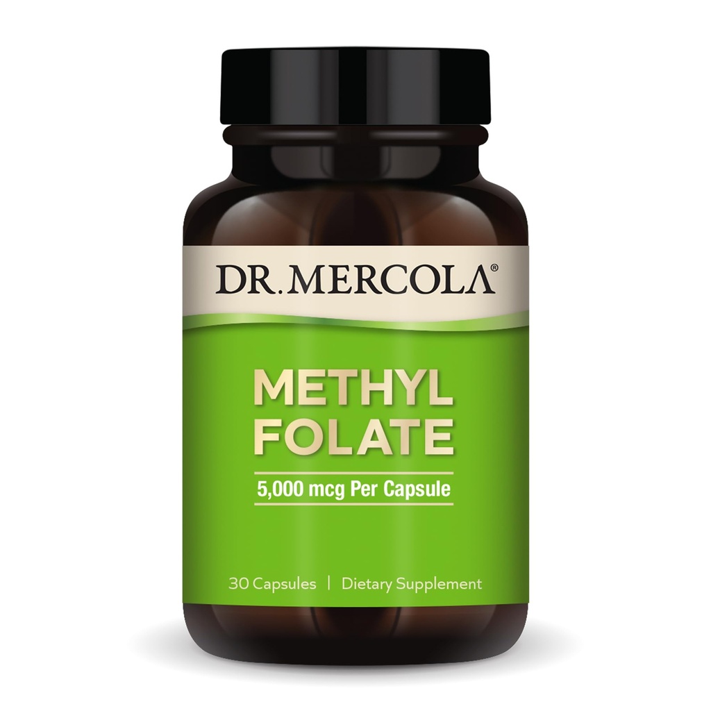Dr. Mercola Metil Flease - Mendukung Detoksifikasi & Sel Kesehatan - 5- MTHF Membran - Bioavailable Formula - 5 mg - 30 Kapsul