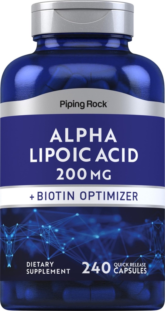 Piping Rock Alpha Lipoic Acid 200mg 124; 240 Capsules 124; Plus Biotin 14; Non-GMO, Gluten Free Supplement