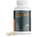 Bronson Folic Acid 800 MCG Support Prenatal Development, 1 Year Supply, Non-GMO, 360 Tablet