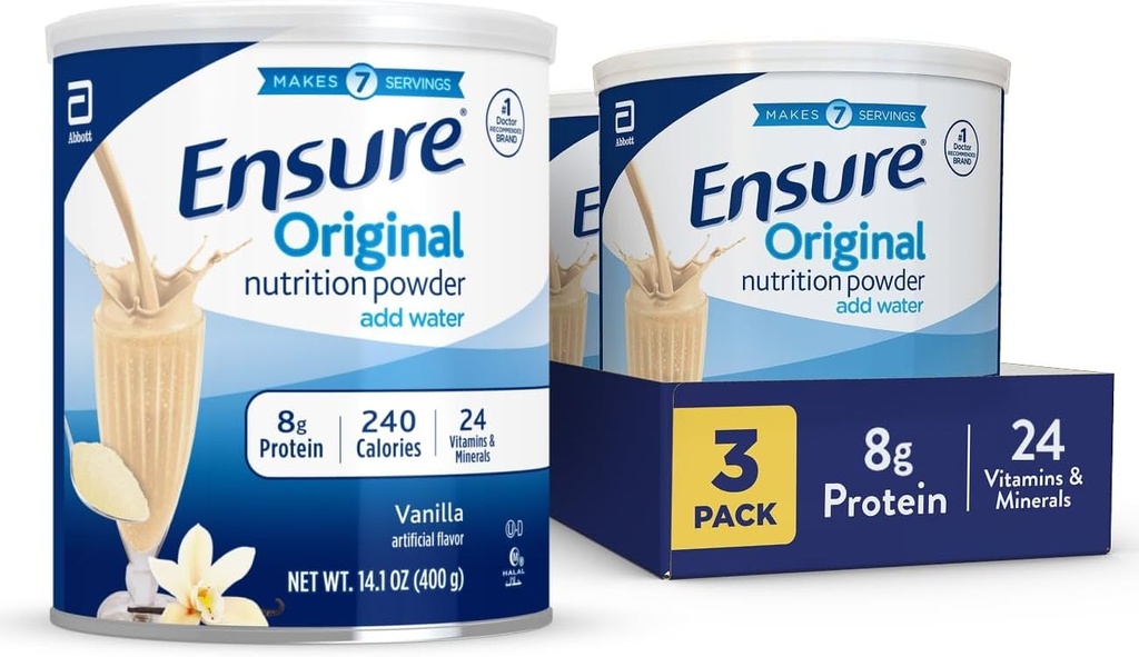 Pastikan Bubuk Nutrition asli Vanilla Nomor 124; Vanilla Protein Powder 124; Penggantian Meal Kecil Shake Mix 124; 8g Protein, 24 Vitamin & Minamins 124; Ammune Kesehatan 124; 14.1 oz - 3 pak