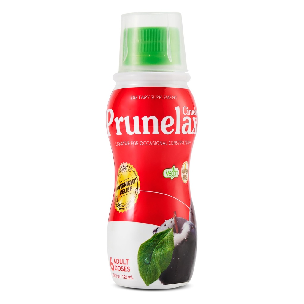 Prunelax Ciruelax Reguler Liquid Laxative - Gentle Relief for Occasional Constipation, made with Natural Senna, Predictable Relief, Gluten- Free, Works in just 8 sampai 12 Hours - 4.05 flf oz