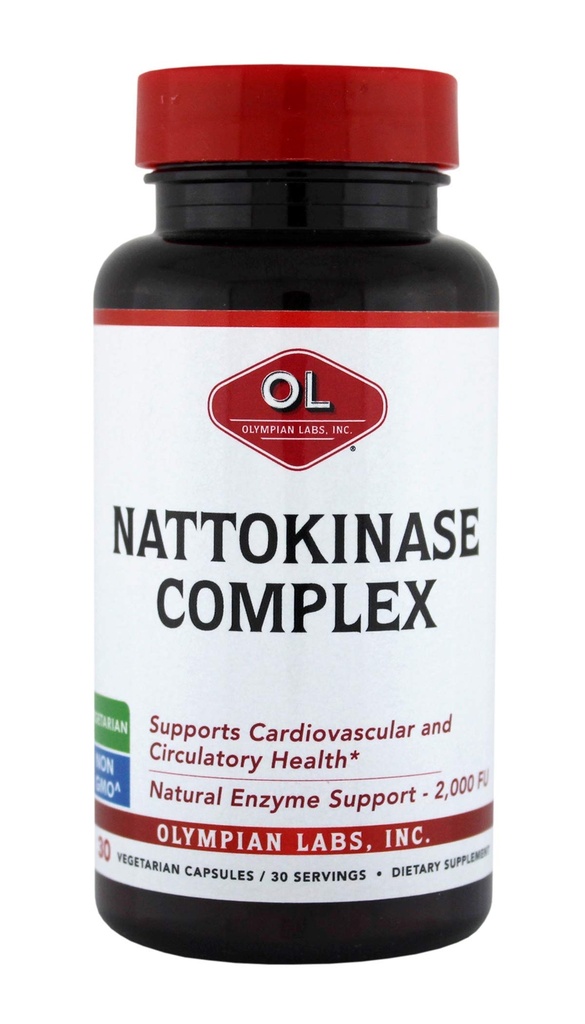 Lab Olympia Nattokinase Kompleks dengan Pendukung Herbal Ekstrak Benih Grape, Dukungan Kesehatan Jantung Superior - 30 Daily Capsules