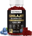 1000 MG Shilajit Gummies, Mitos Shilajit dengan 85 + Trace Mineces, Fulvic Acid, Shilajit for Men & Women, Shilajit Resin, Shilajit Himalaya Organic for Energy, Brain, Immunity, 60 Count