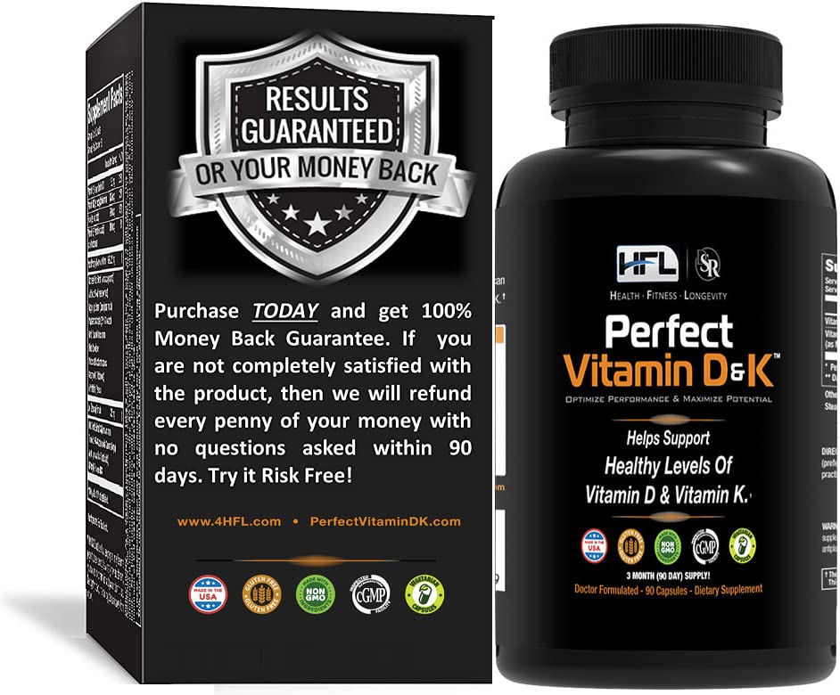 HFL Perfect Vitamin D & K oleh Dr. Sam Robbins 124; Vitamin D3 & K2 (MenaQ7 ® MK-7) 14; 3 Pasokan Bulan 124; 2X Absorbable 124; Vegan, Plant-Based, Micro-Encapsulated.