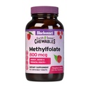 Bluebonnet EarthSweet Methylfolat 800 mcg Cellular Active Coenzim 5-MTHF L Methyl Felour Suppport-Prenatal & Energy * - Non-GMO, Vegan, Gluten- Free - Raspberry - 90 Chewable Tablets