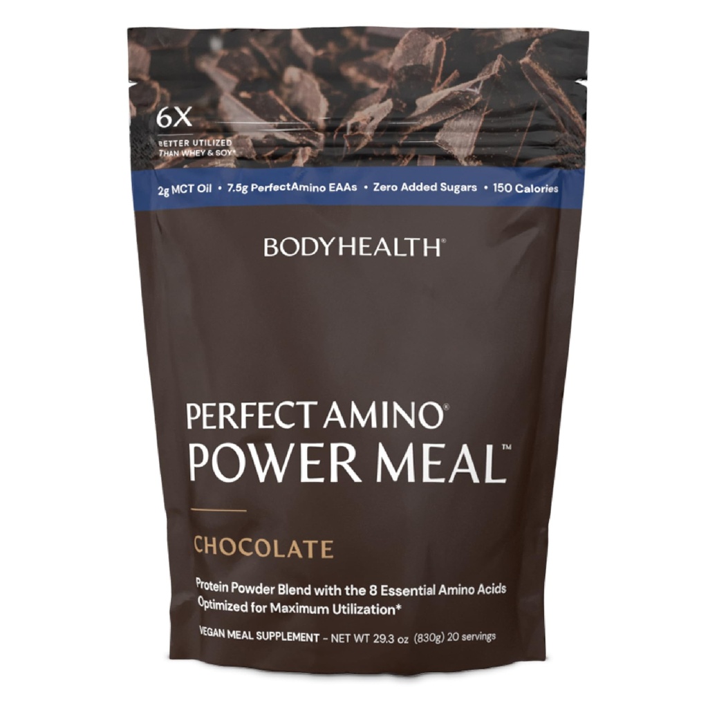 BodyHealth Perfect Amino Power Meal Shake New Dark Chocolate Flavor with MCT Oil Carb 10 and Perfect Amino Protein Base (20 Servis)