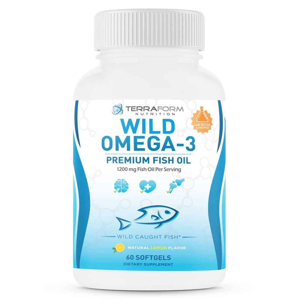 Triple Power Fish Oil Omega 3 2400mg per Serving - Burpless, Lemon Flavored N- Gluten & Soy Free - 30 Servings