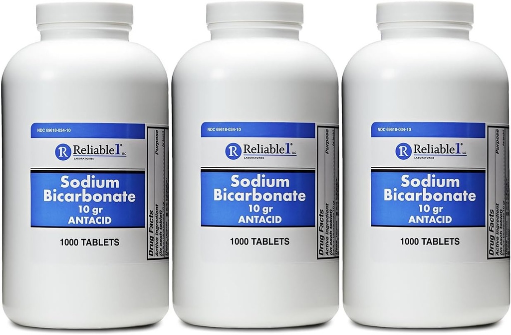 Sodium Bicarbonate 650 mg 1000 Antax Tablet, untuk Relief of Acid Indibubles, Heartburn, Sour Stomach & Upset Pack of 3