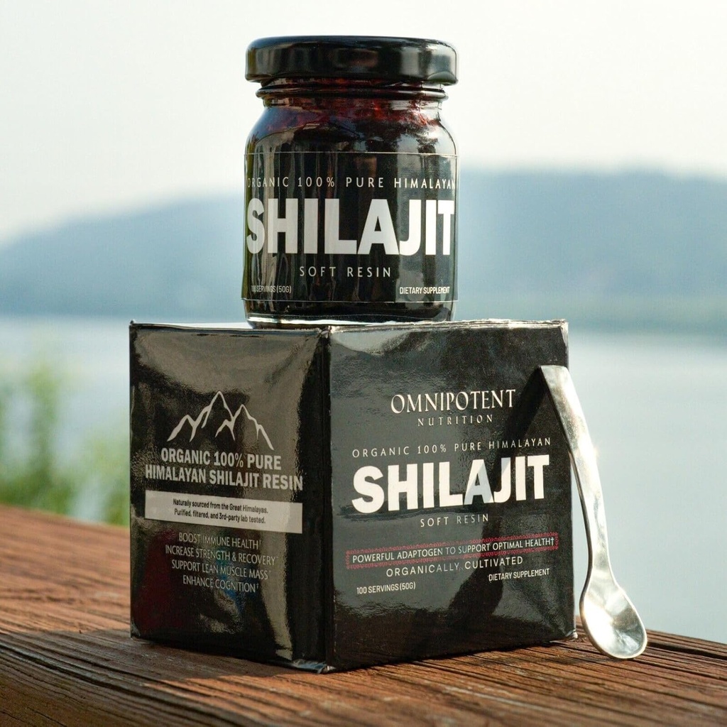 Himalaya Shilajit Resin - Organic Shilajit Supplemen Bersumber dari Alleting Tinggi - 500mg Pure Resin Alam & Fulvic Acid, 85 + Trace Minetars (50g (100 Pelayan) + Spoon)