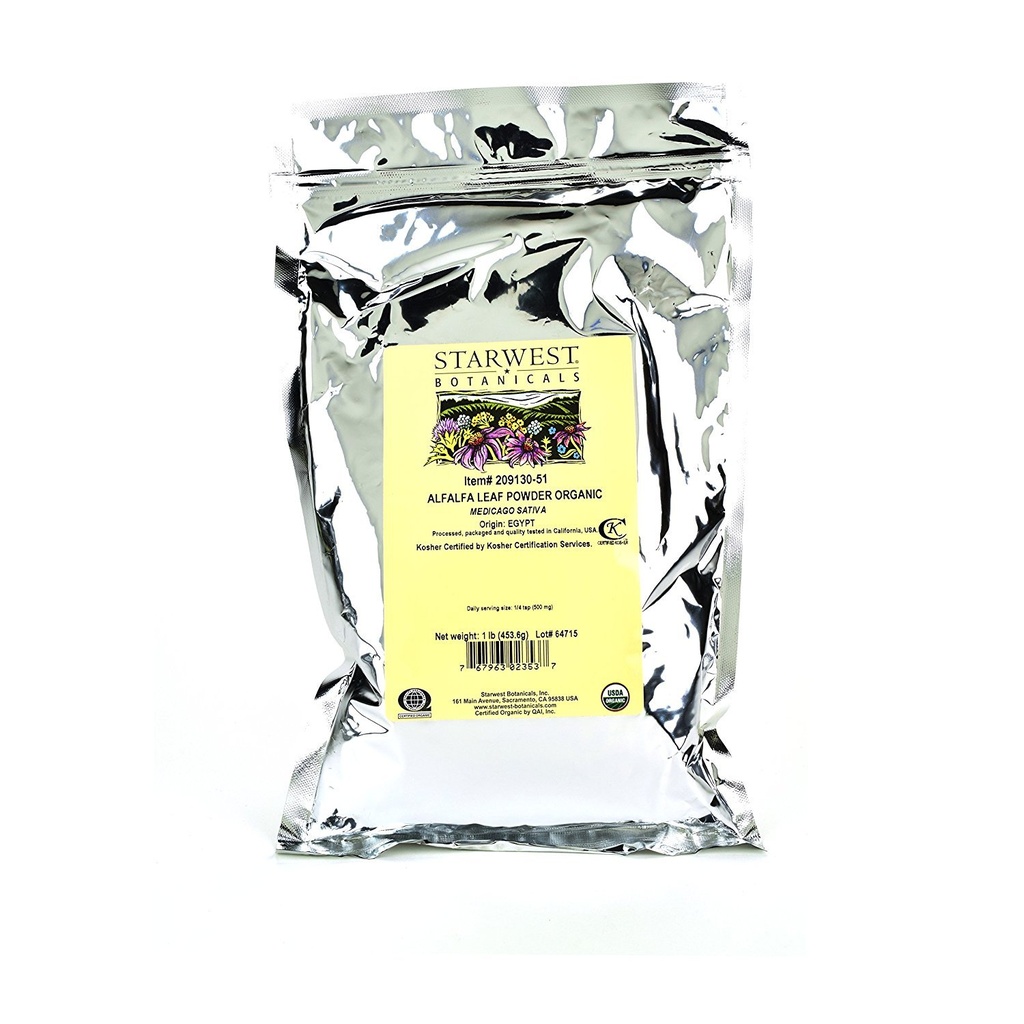 Starwest Botanicals Organic Mesir Alfalfa Leaf Powder, 1 Pound Bulk Bag