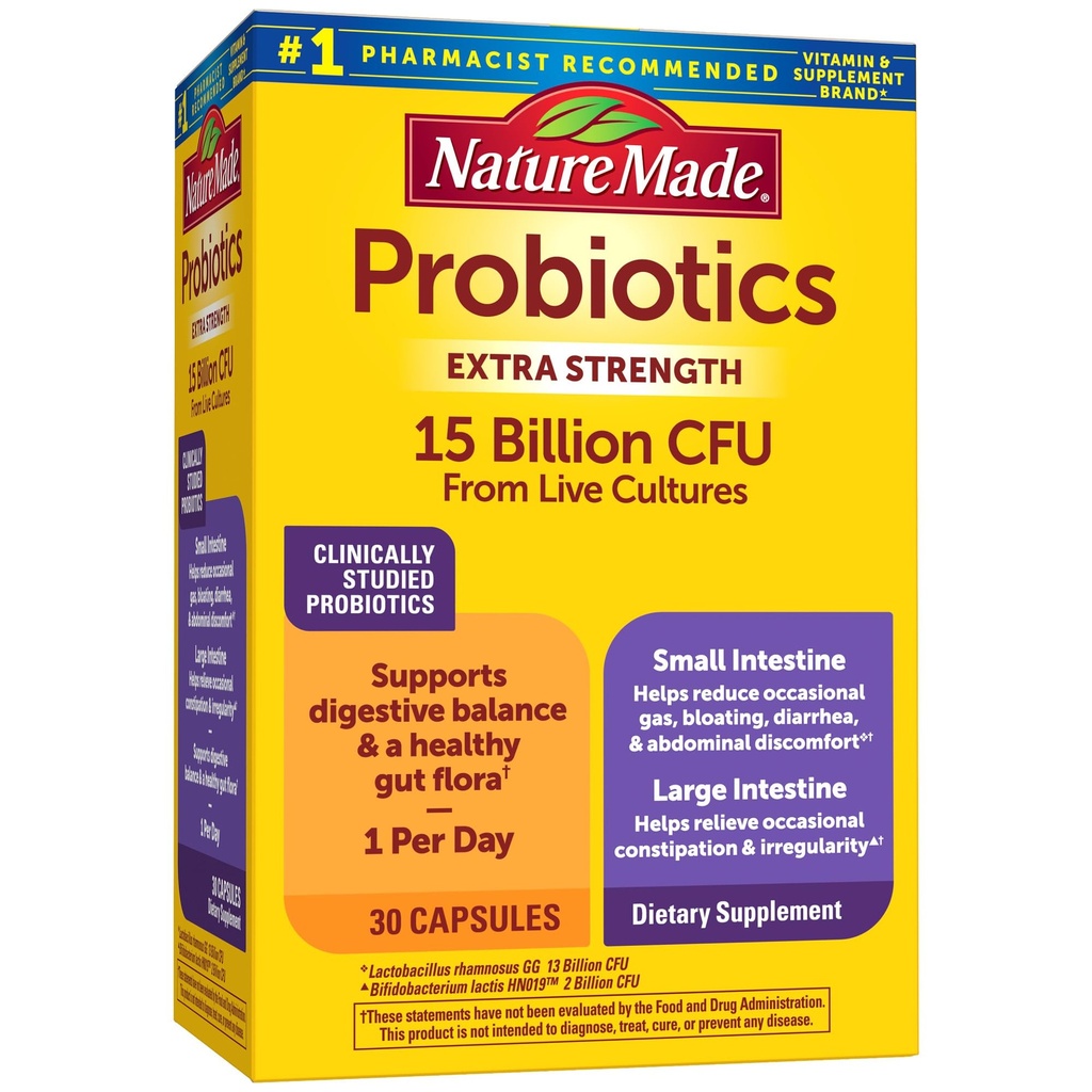 Nature Made Progories for Digetical Health Extract Power 15 Milyar CFU from Live Cultures, Propoles for Women and Men, 30 Probiotic Kapsul, 30 Day Supply