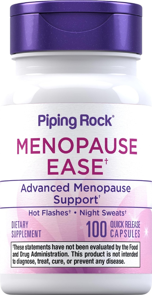 Suplemen Piping Rock Menopause untuk Perempuan 124; 100 Capsules 12.4; Advanced Complex Suplement 12.4; dengan Black Cohosh, Red Clover, Chasteberry 124; Non-GMO, Gluten Free
