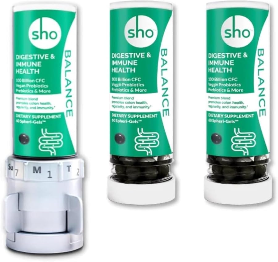 SHIO Keseimbangan 100 Miliar CFU Pregities & Progres for IBS, Bloating, Constipation, Digetical Health, Gut Health & Weight Los Vegan Suplemen & Men dengan 2 Isi Botol