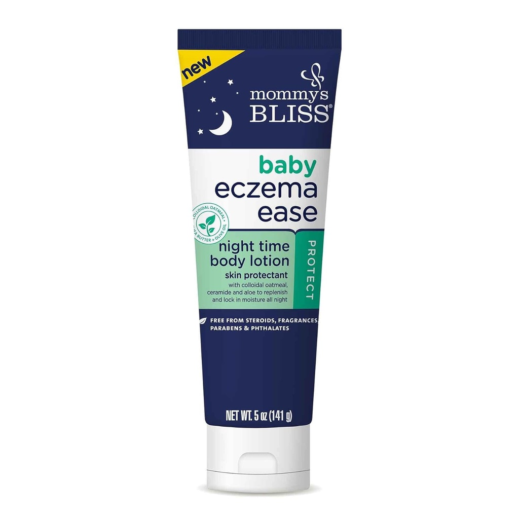 Kebahagiaan Ibu Ecsim Exema Ease Malam Moisturizer w / Colloidal Oatmeal, Shea Butter & Olive Oil, Relieves Skin Irrities & Itching karena Eczema, Ceramide & Aloe, Free of Steroid & Phtalates, 5 oz