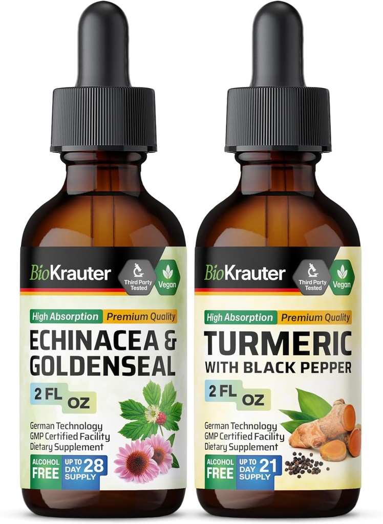 Echinacea dengan Goldenseal Tacture 2 Fl Oz. & Turmeriic Tincture 2 Fl.