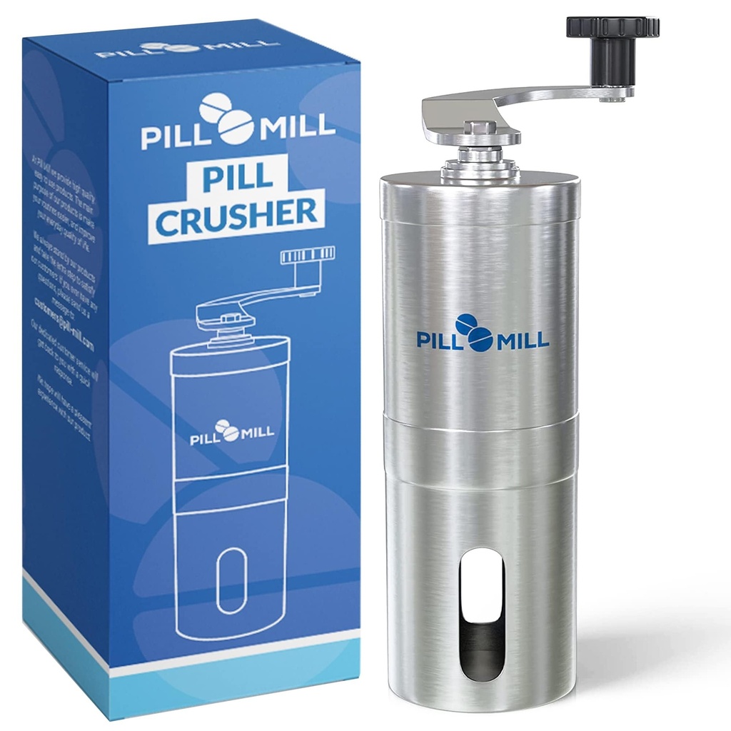 Pill Mill Pill Crusher - Crushes Multiple Tablet to a Fine Powder - Metal Pill Grinder - Tablet Pulverizer Cocok untuk Perjalanan - Great Feeding Tube use dan Pets