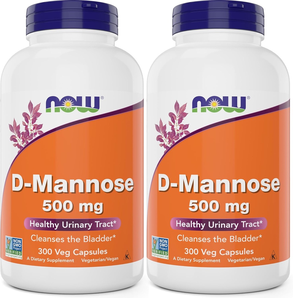Sekarang D-Mannose 500 mg, 300 Capsules (Paket 2) - Vegan Tambahan GMO Non untuk Perempuan dan Pria - Mendukung Lintasan Lumpur Sehat, Membersihkan Kembang