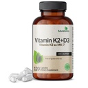 Futuregranity Vitamin K2 (MK7) dengan D3 Tambahan - Non- GMO Formula - 5000 IU Vitamin D3 & 90 mcg Vitamin K2 MK-7, 120 Vegetarian Capsules
