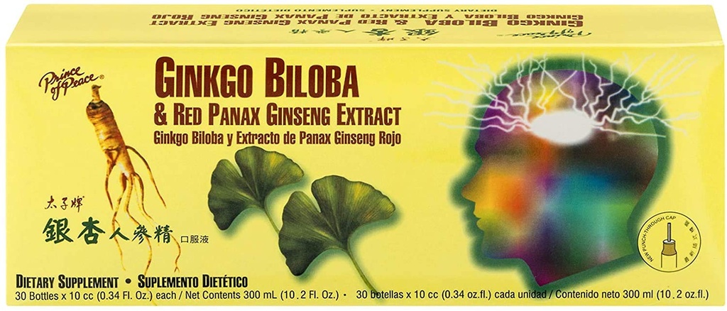 Pangeran Kedamaian Ginkgo Biloba dan Red Panax Ginseng Ekstrak, 30 botol 0.34 oz