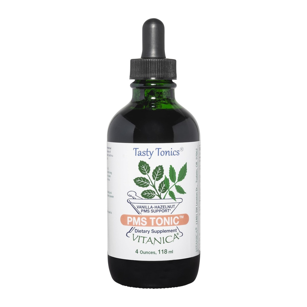 Vitanica PMS Tonic, Prementil Dukungan dan Relief, Saint Johns Welt, Dong Quai, Chaste Tree Berry, Wild Yam dan More, Vegan, 4 Ounce