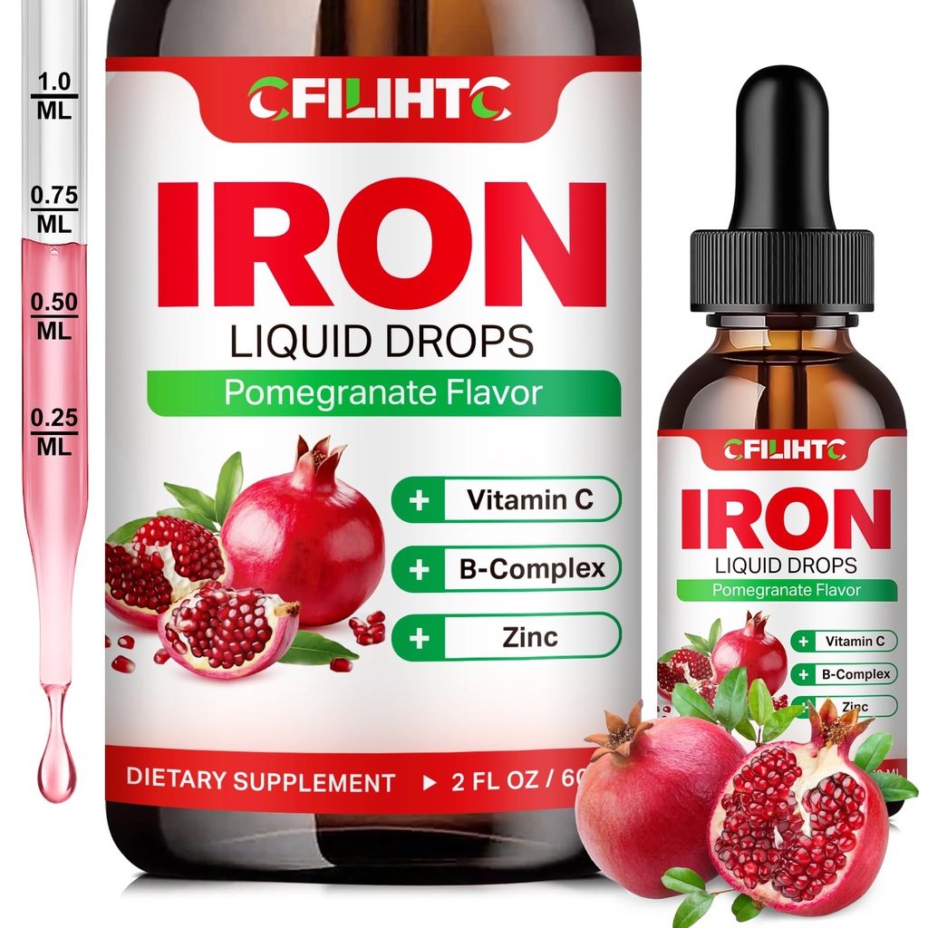 Tambahan Besi Liquid untuk Pria Perempuan & Anak-anak Multivitamin Gentivitamin Drops Iron Drops dengan Folate, Vitamin C, B6, B12, Zinc untuk Anemia, Deficiency Besi, Pembangun Darah, Energi