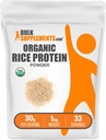 BulkSuplements.com Organic Rice Powder - Vegan Plant Protein, Unflagranted - Vegan & Gluten Free, 30g per Serving, 1kg (2.2 lbs) (Paket 1)
