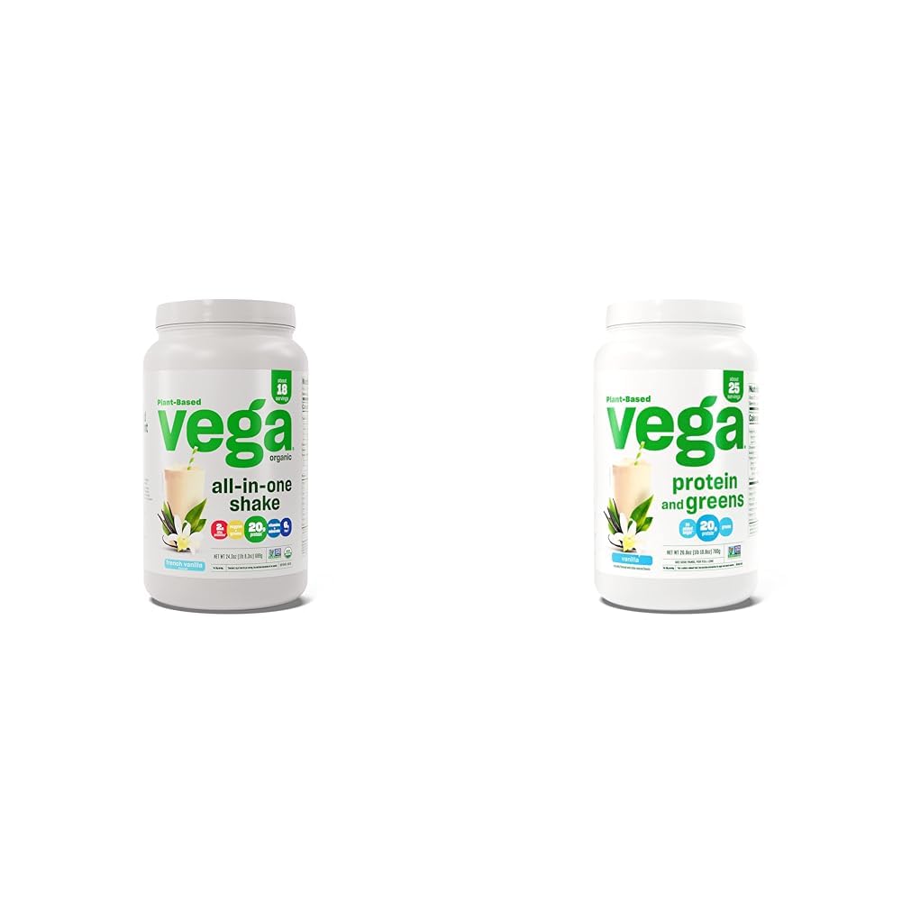 Vega Organik All- inOne Vegan Powder Protein & Protein dan Greens Protein Powder, Vanilla - 20g Plant Based Protein Plus Vegies