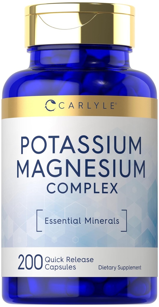 Carlyle Potasium Magnesium Suplemen 124; 200 Count 124; Non- GMO & Gluten Free Complex