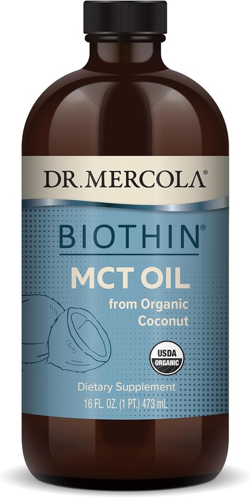 Dr. Mercola Biothin MCT Oil, sekitar 31 pelayan (16 Fl. Oz), Non GMO, Gluten Free, Soy Free dan USDA Organik