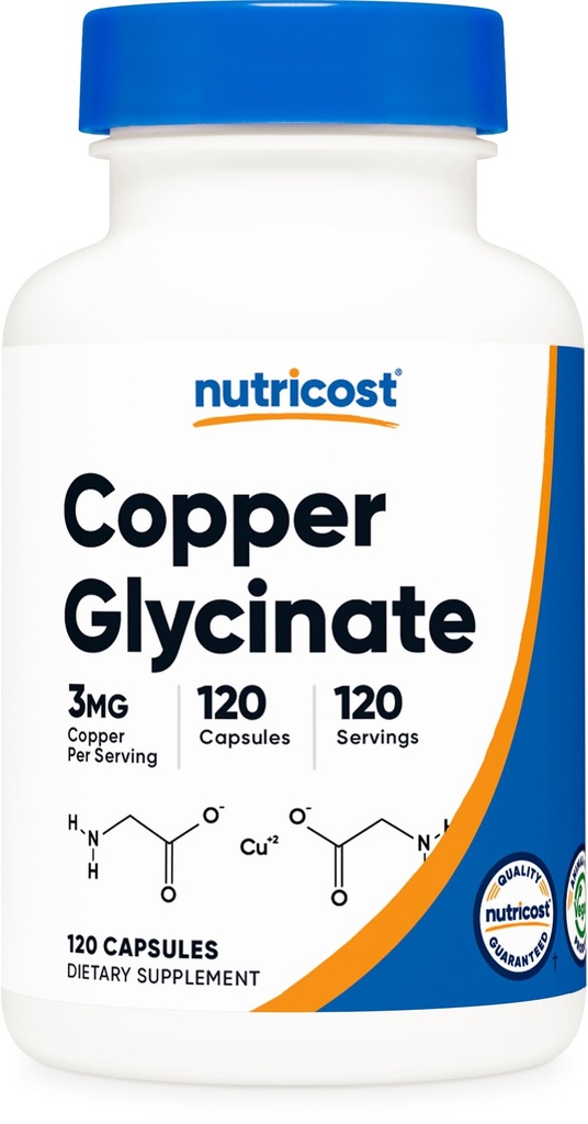 Kapsul Copper Glycinate (120 Kapsul, 3MG Copper per Serving) - Non GMO, Vegan