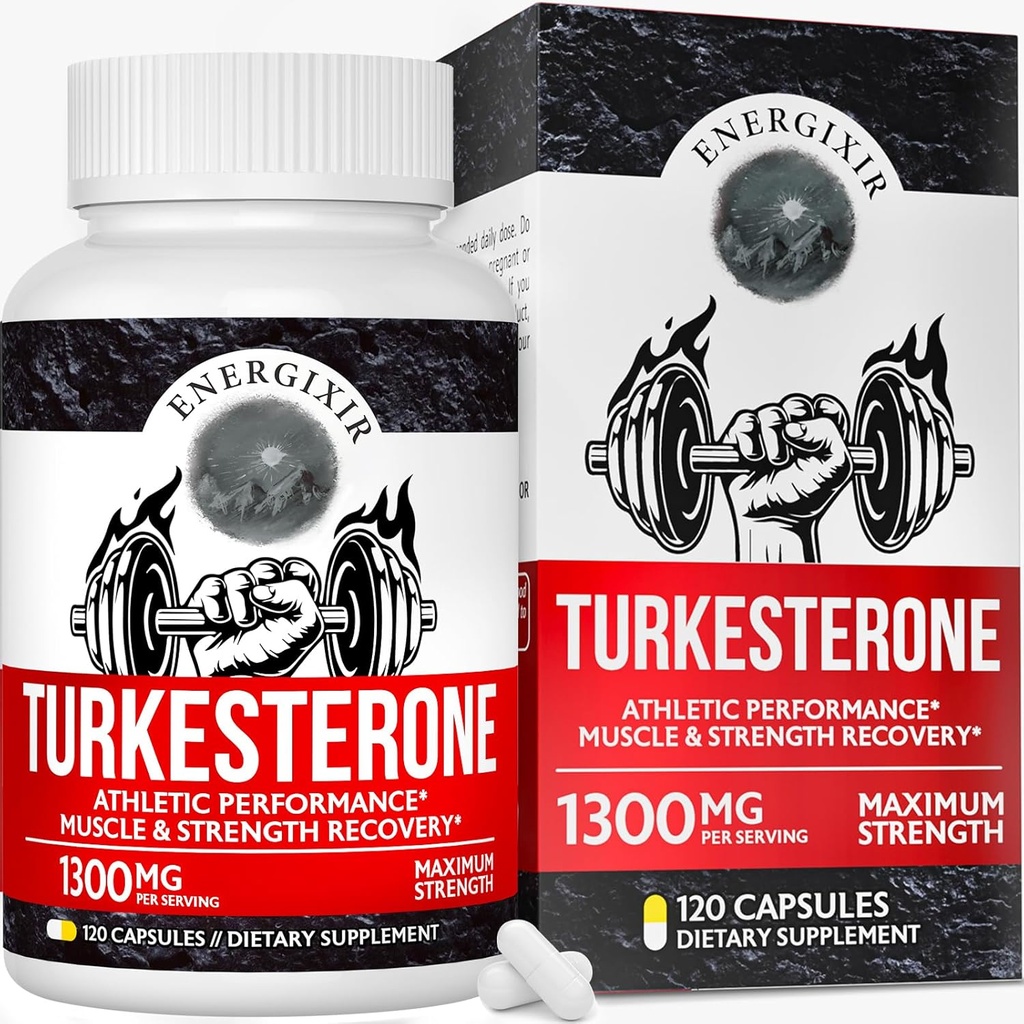7800mg Testosteron Suplemen untuk Pria, Max Kemurnian 95% Turkesteron, Testosterone Booster untuk Lebih Banyak Energi, Kekuatan, Stamina, Performance, Performance, Pertumbuhan Otot & Pemulihan - 60 Hari Tambahan (120ct)