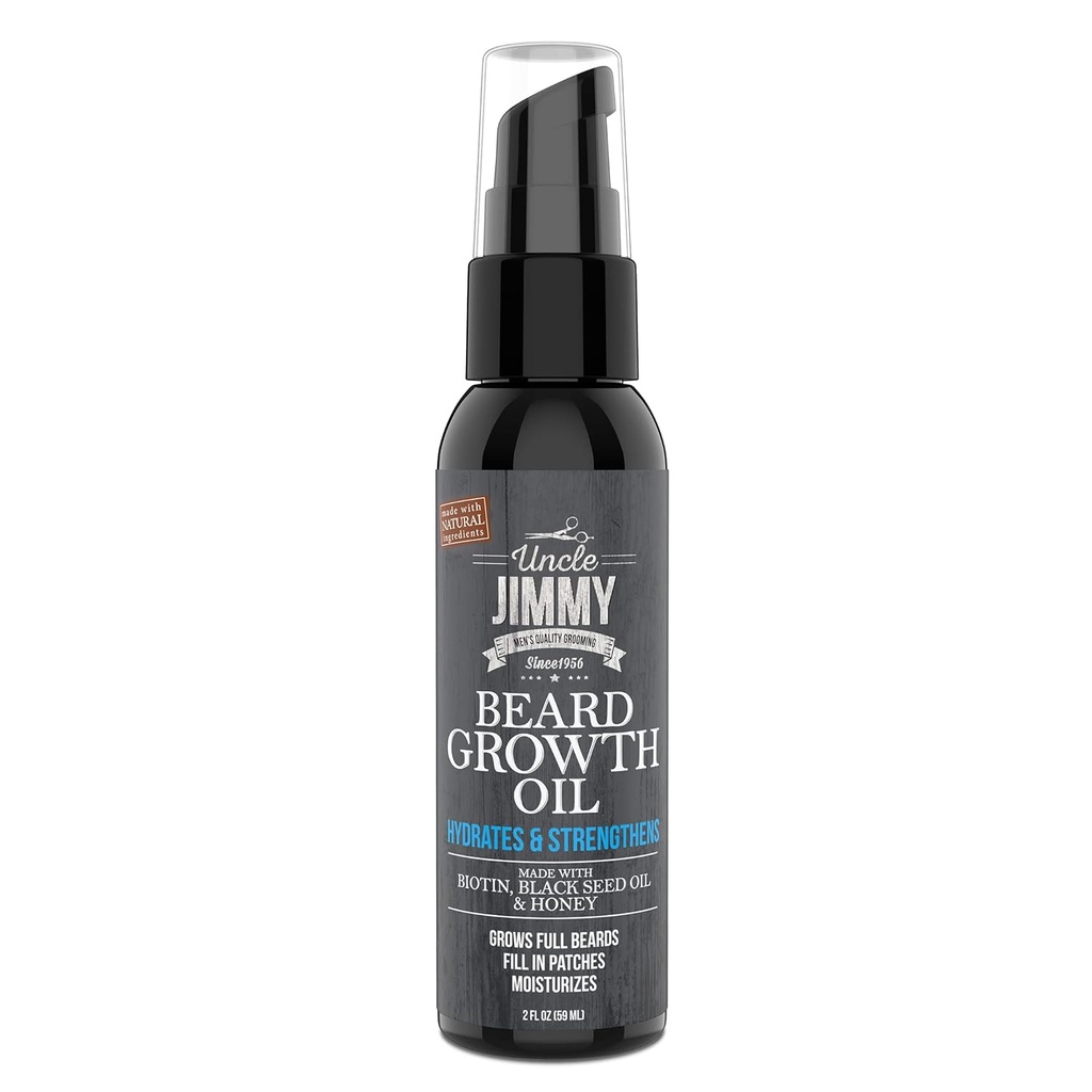 Paman Jimmy Beard Growth Oil dengan Biotin 124; Natural Beard Care for Thicker, Fuller Healthier Beard 124; Perlakuan Rambut Pria untuk Pembentuk 124; Meningkatkan Ketebalan dan Volume 2 Fl Oz