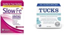 Slow Fe 45mg Iron Supplement for Iron Deficiency Tablet & Tucks Diobati Cooling Pads for Hebrihoids, 100 Count